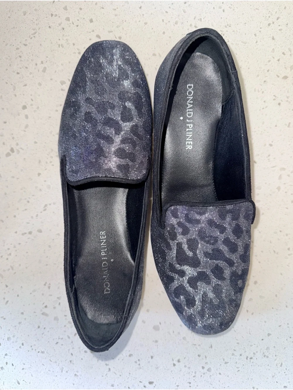 Donald J. Pliner Women's Black Leopard-Print Slip-On Loafers